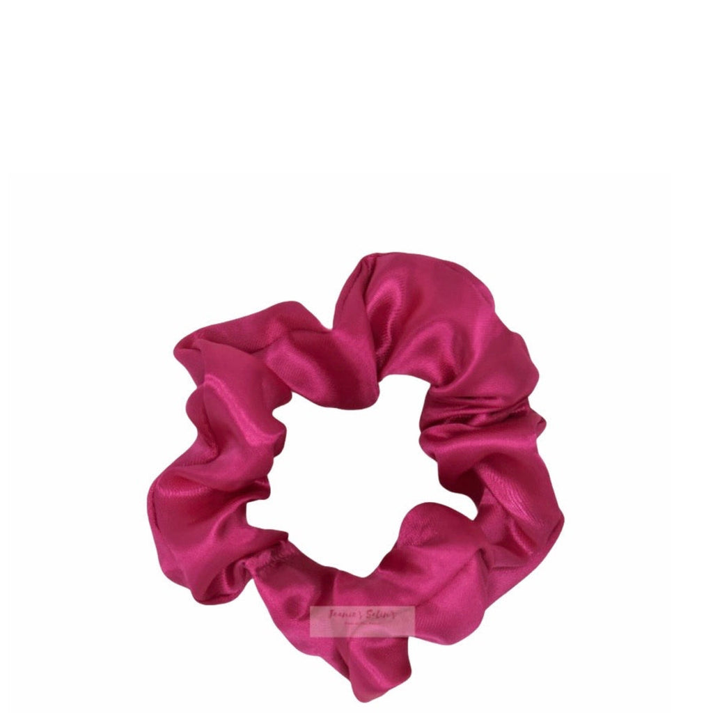 Jeanie’s Satins Plain Scrunchies - Large / Fushcia Pink