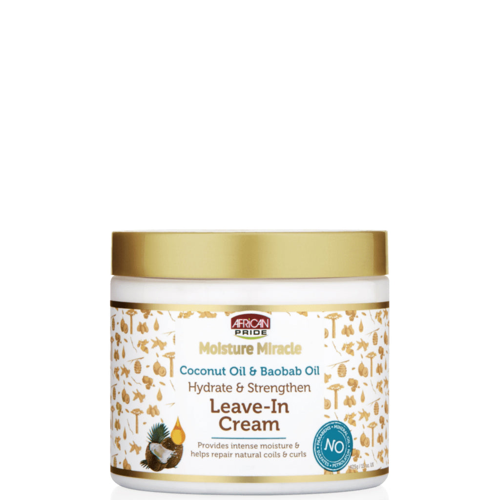 African Pride Moisture Miracle Coconut Oil and Baobab Oil Leave In Cream 15oz