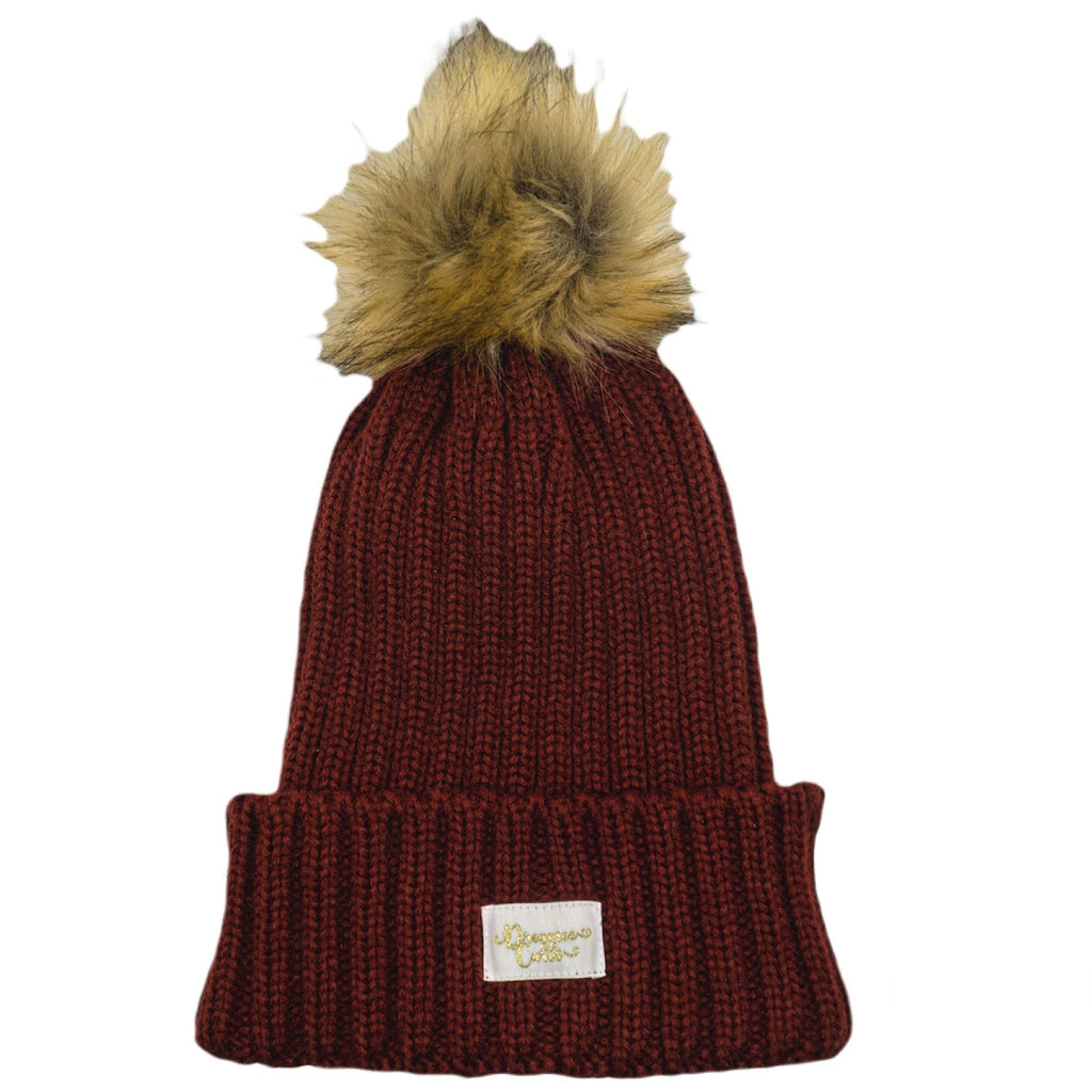 Dreamee Curls Satin Lined Hat With Removable Pom Pom Burgundy