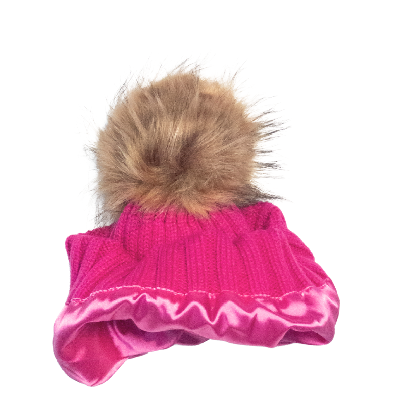 Dreamee Curls Satin Lined Hat With Removable Pom Pom Pink
