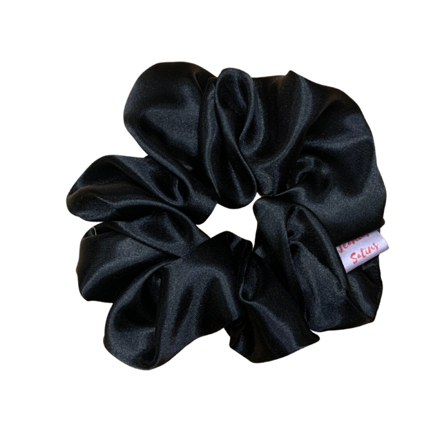 Jeanie’s Satins Plain Scrunchies - 2XL / Black