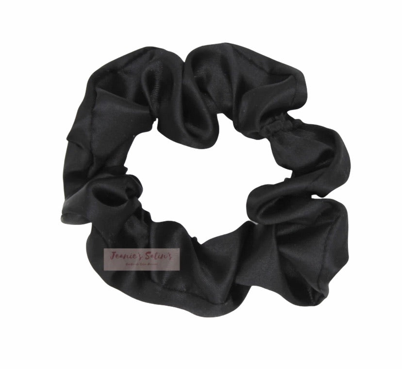 Jeanie’s Satins Plain Scrunchies - Large / Black