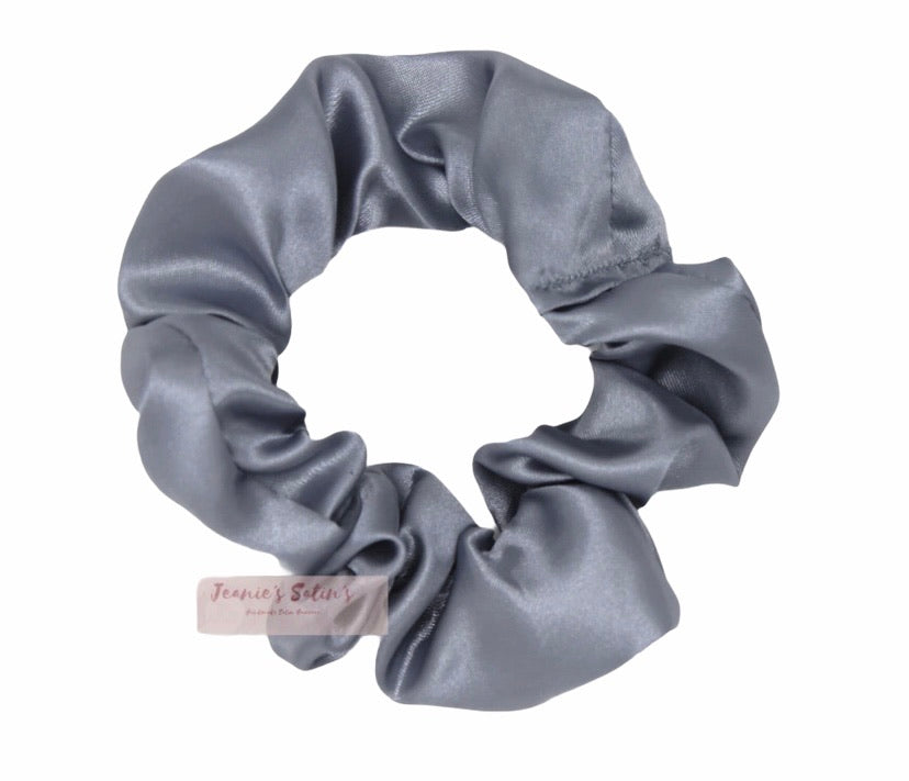 Jeanie’s Satins Plain Scrunchies - Large / Light Grey