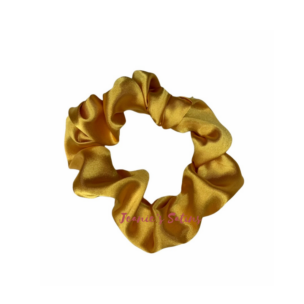 Jeanie’s Satins Plain Scrunchies - Large / Mustard