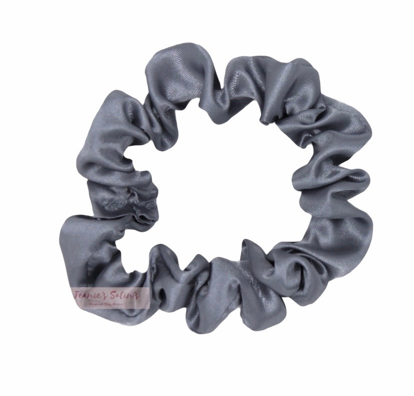 Jeanie’s Satins Plain Scrunchies - Small / Light Grey