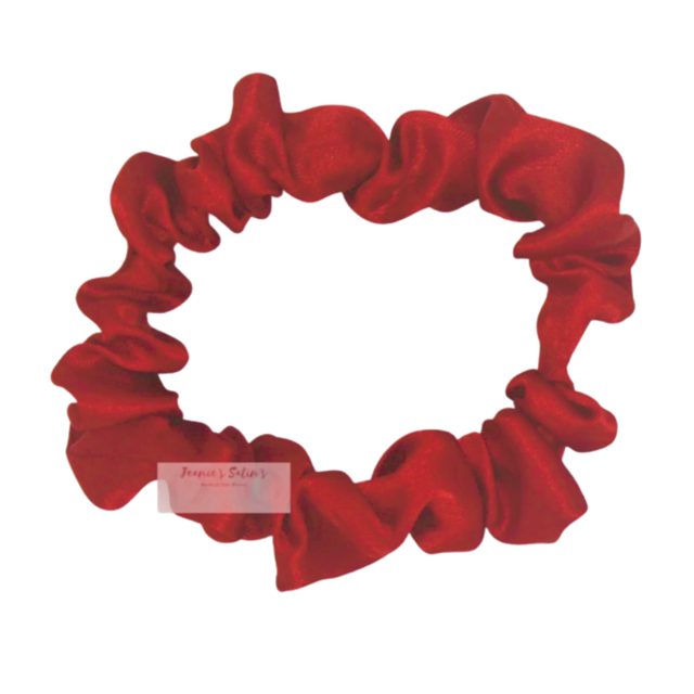 Jeanie’s Satins Plain Scrunchies - Small / Red