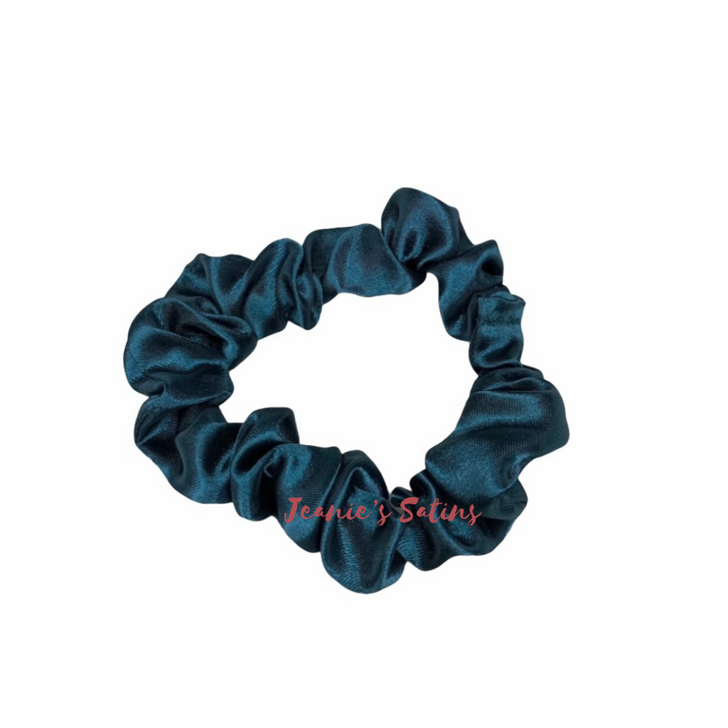 Jeanie’s Satins Plain Scrunchies - Small / Teal
