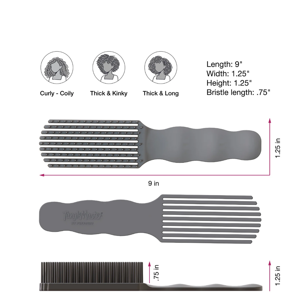 PuffCuff TangleMaster Detangling Brush Grey