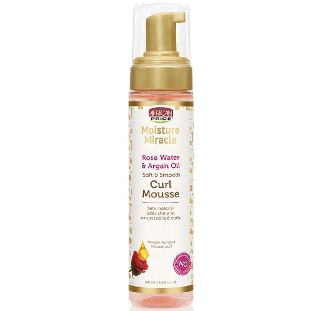 African Pride Moisture Miracle Rose Water and Argan Oil Curl Mousse 8.5oz