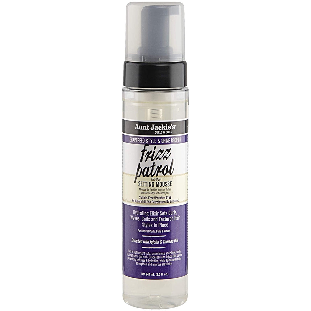 Aunt Jackie’s Grapeseed Frizz Patrol Anti Poof Twist and Curl Setting Mousse 8oz