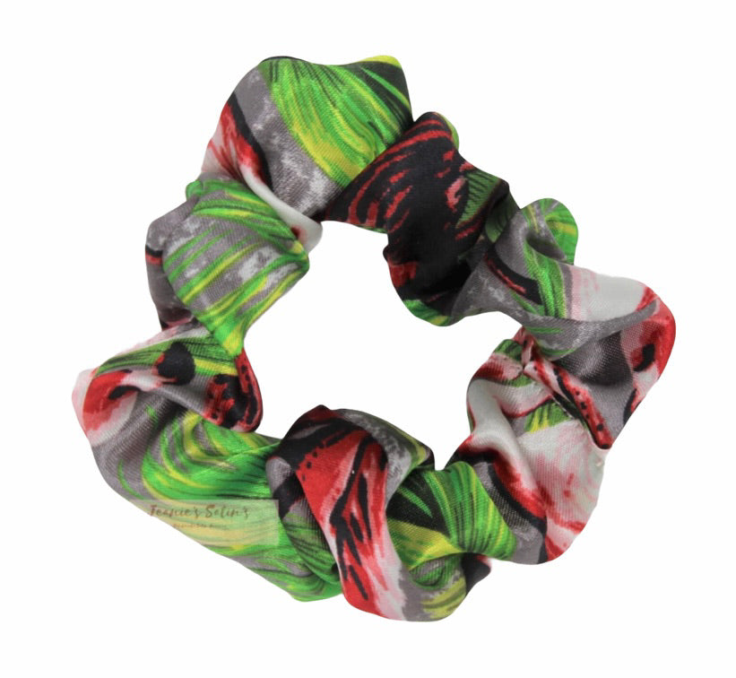 Jeanie’s Satins Patterned Scrunchies - Large / Flamingo Paradise