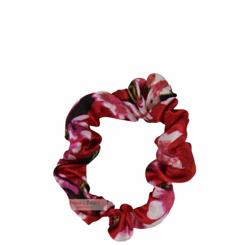 Jeanie’s Satins Patterned Scrunchies - Small / Cherry Blossom