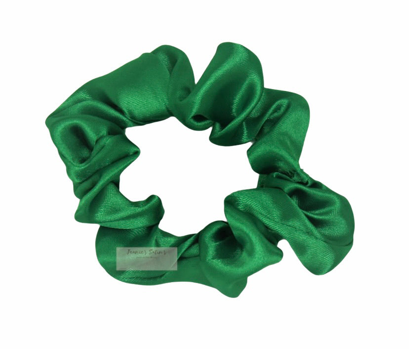 Jeanie’s Satins Plain Scrunchies - Large / Emerald Green