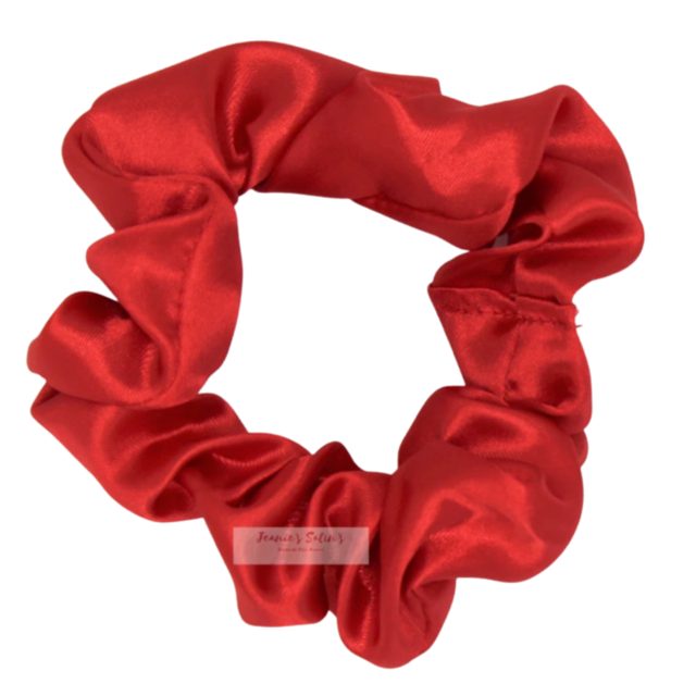 Jeanie’s Satins Plain Scrunchies - Large / Red