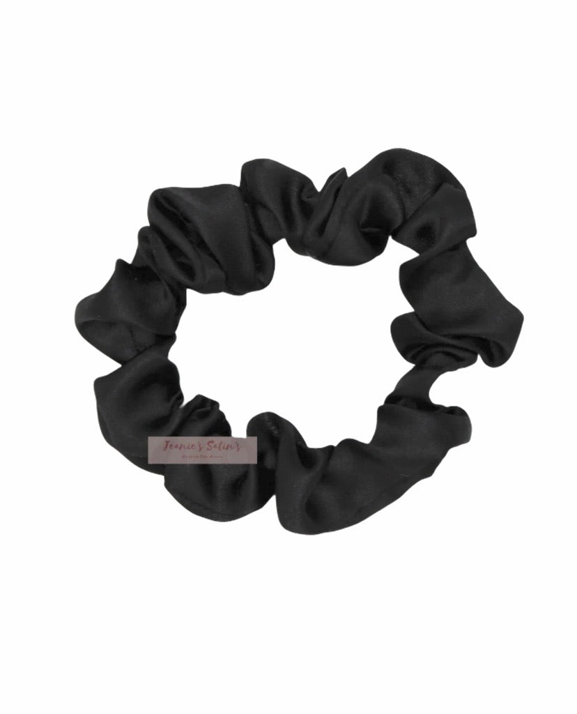 Jeanie’s Satins Plain Scrunchies - Small / Black