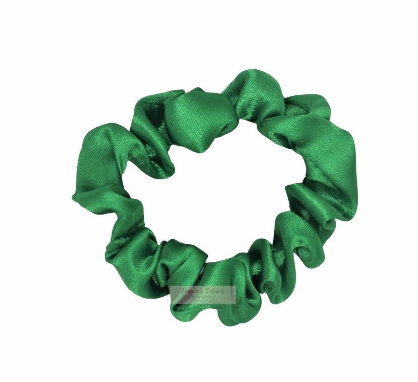 Jeanie’s Satins Plain Scrunchies - Small / Emerald Green