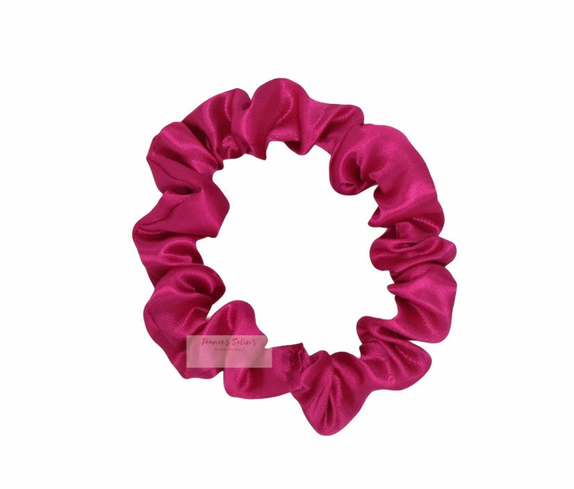 Jeanie’s Satins Plain Scrunchies - Small / Fushcia Pink